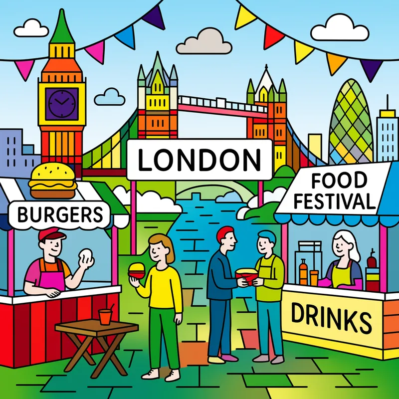 London Food Festival Fun Coloring Page colored reference