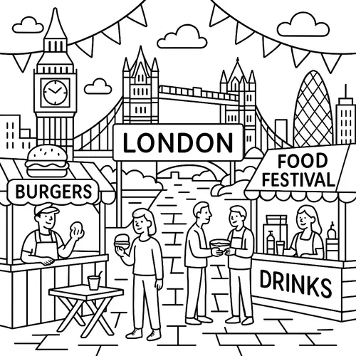 London Food Festival Fun Coloring Page coloring page