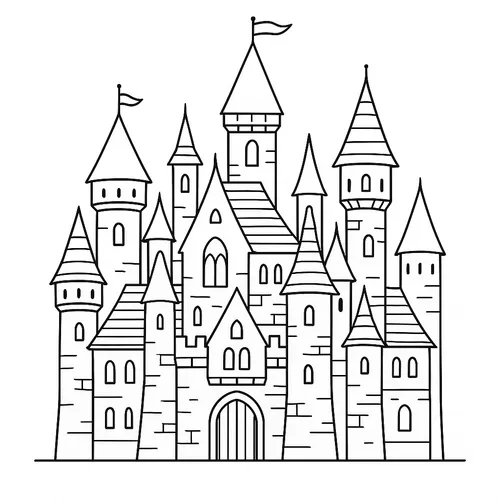Magical Castle Towers Coloring Page coloring page