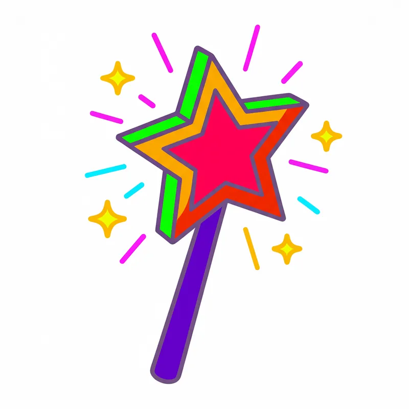 Magical Star Wand Sparkle Coloring Page colored reference