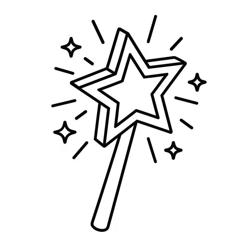 Magical Star Wand Sparkle Coloring Page coloring page