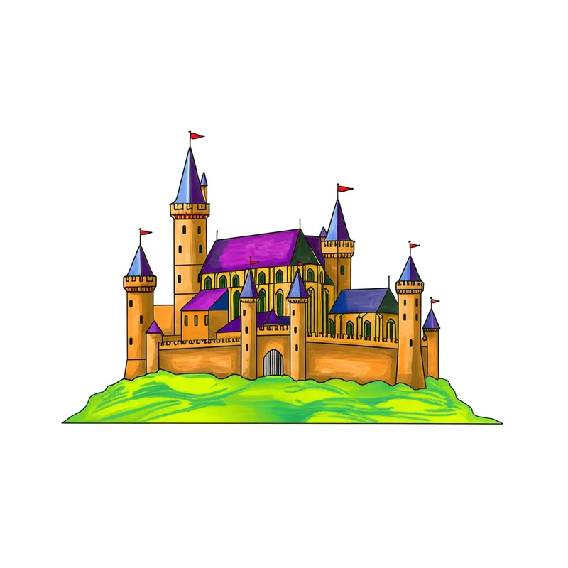 Majestic Castle Awaits Color Coloring Page colored reference