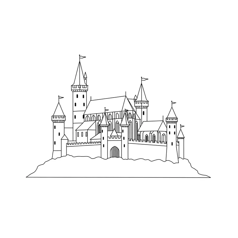 Majestic Castle Awaits Color Coloring Page coloring page