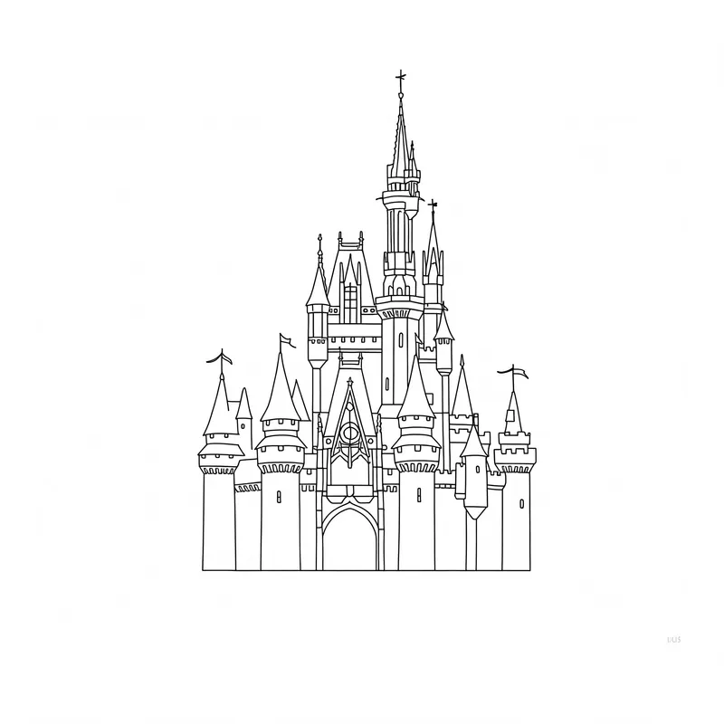 Majestic Fairy Tale Castle Coloring Page coloring page