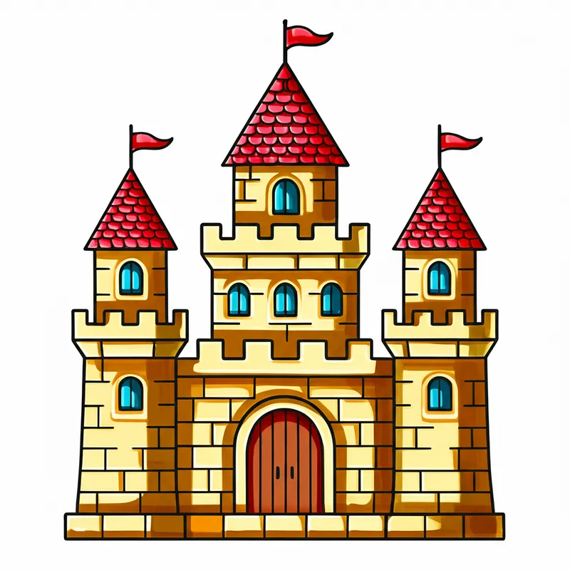 Majestic Medieval Castle Coloring Page colored reference