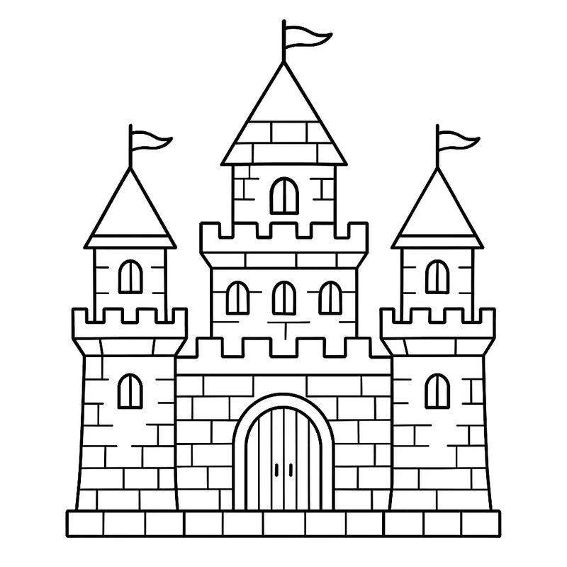 Majestic Medieval Castle Coloring Page coloring page