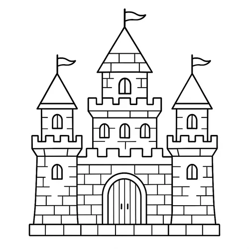 Majestic Medieval Castle Coloring Page coloring page
