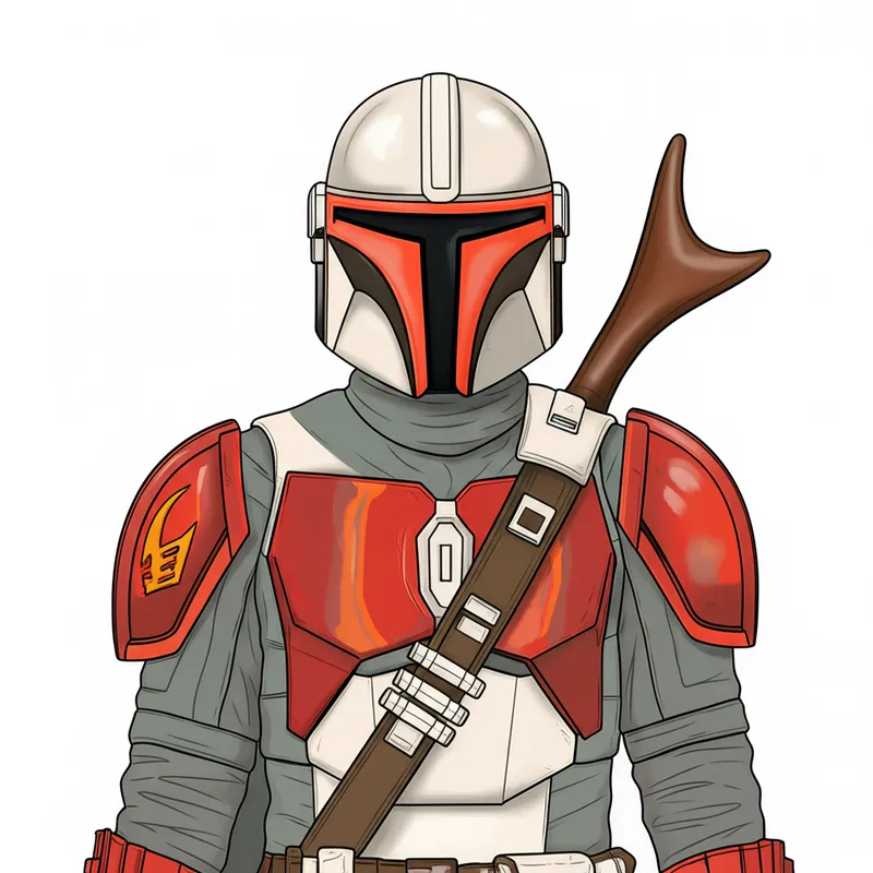 Mandalorian Warrior Ready for Action Coloring Page colored reference
