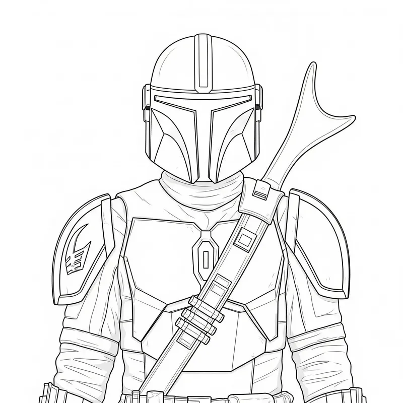 Mandalorian Warrior Ready for Action Coloring Page coloring page