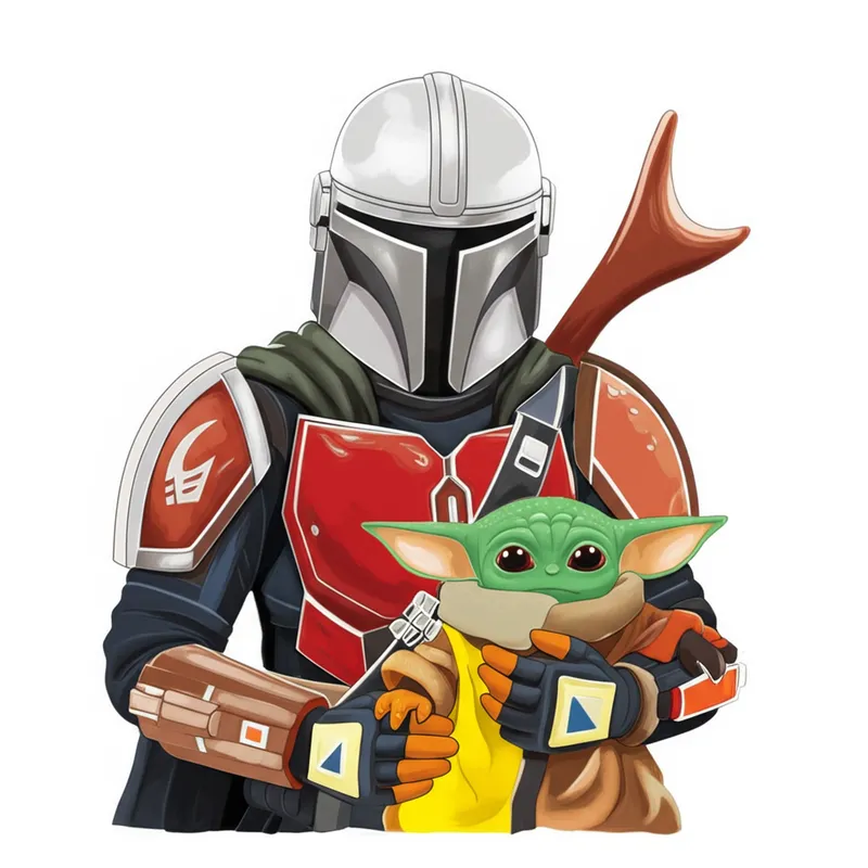 Mandalorian and Grogu Coloring Page colored reference