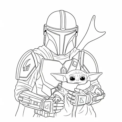Mandalorian and Grogu Coloring Page coloring page