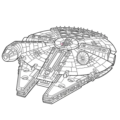 Iconic Millennium Falcon Ready for Color Coloring Page coloring page