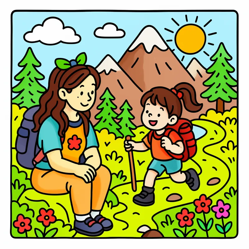 Mountain Hike Adventure colored reference
