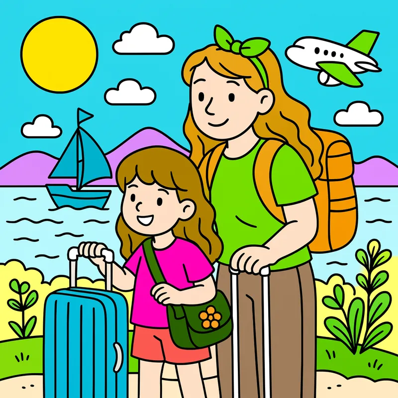 Mother Daughter Travel Adventure colored reference