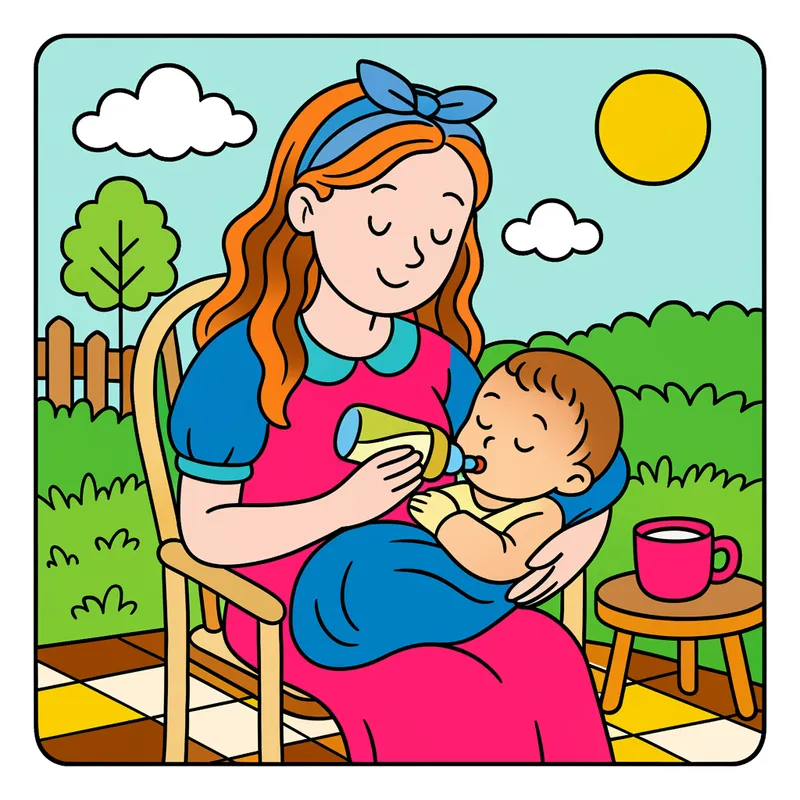 Mother's Tender Feeding Time colored reference