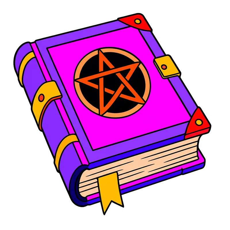 Mystic Spellbook Secrets Coloring Page colored reference