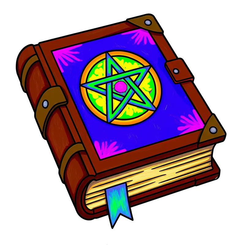 Mystical Tome of Spells Coloring Page colored reference