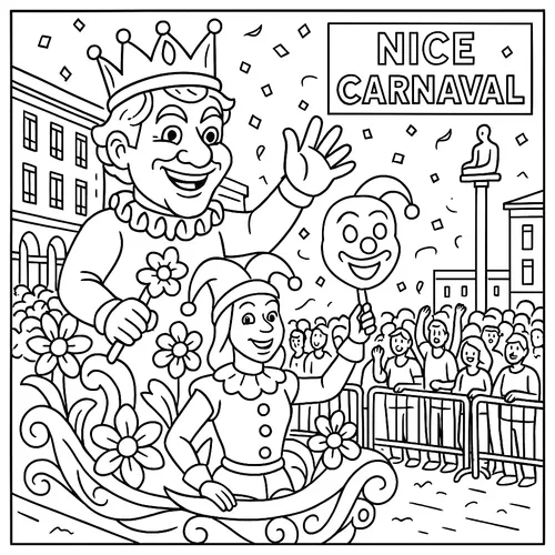 Nice Carnival Parade Celebration Coloring Page coloring page