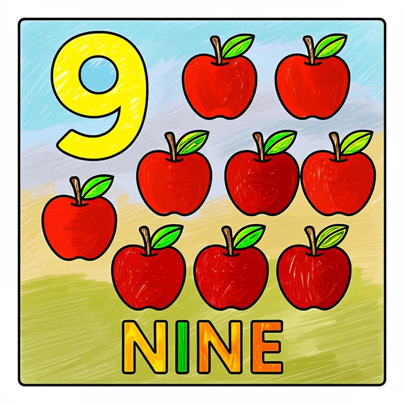 Nine Juicy Apples Coloring Coloring Page colored reference