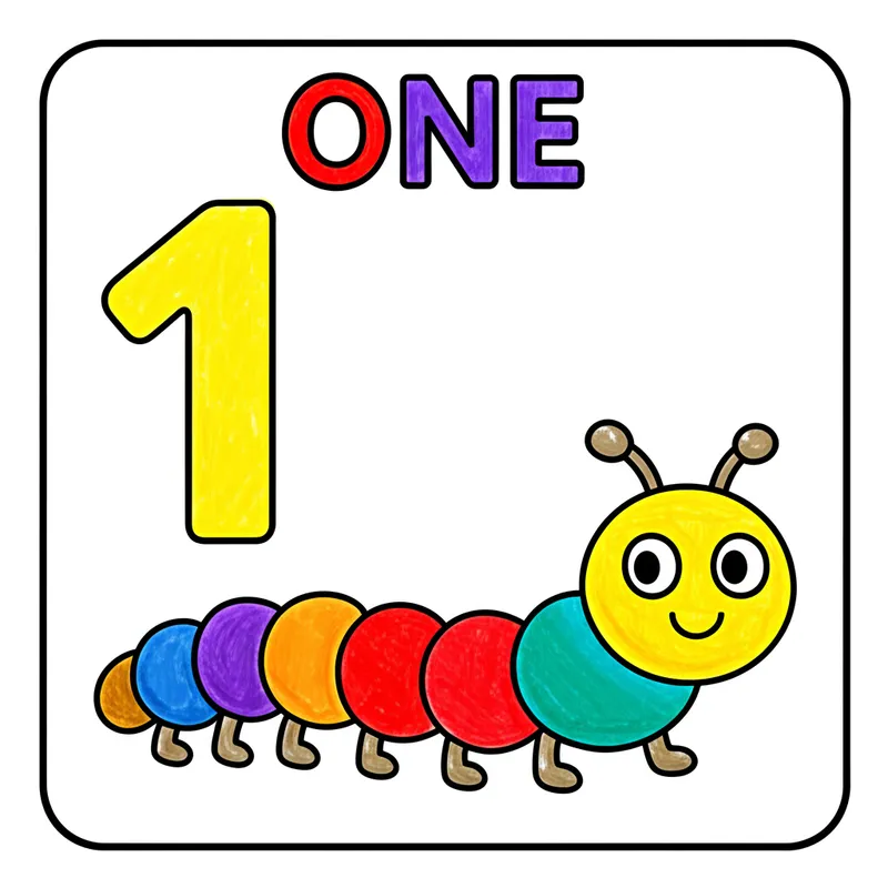 Number One Caterpillar Fun Coloring Page colored reference