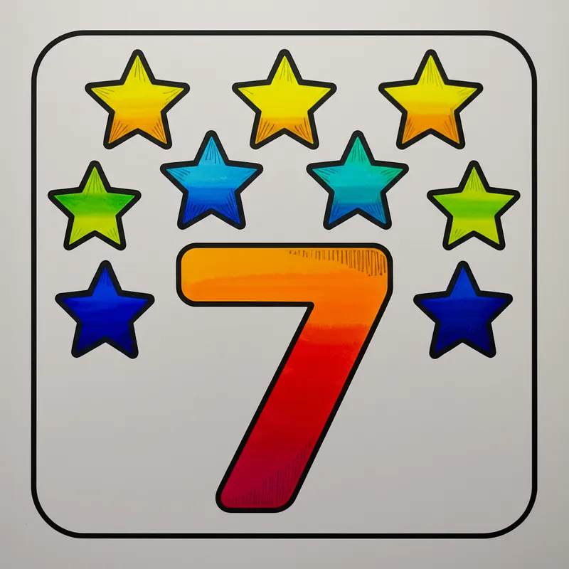 Number Seven and Stars Coloring Page colored reference