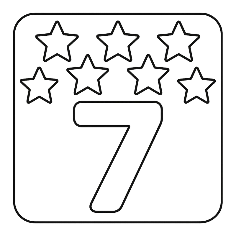 Number Seven and Stars Coloring Page coloring page