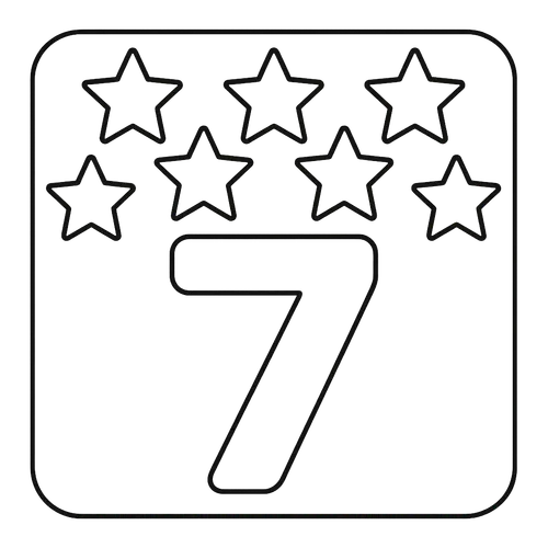 Number Seven and Stars Coloring Page coloring page
