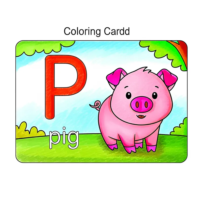 P for Pig Alphabet Card Coloring Page colored reference