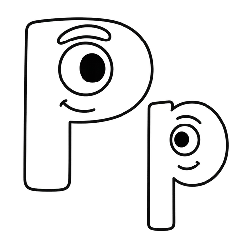 Playful Letter P Characters Coloring Page coloring page