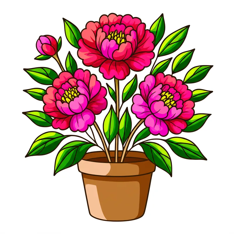 Potted Peony Perfection Coloring Page colored reference