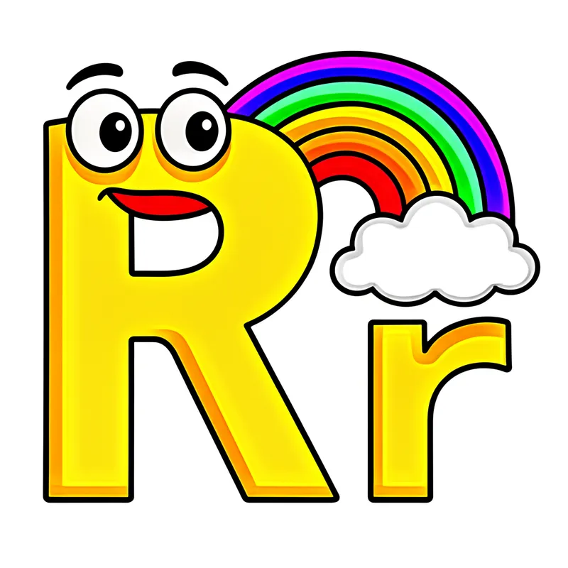 Radiant Rainbow Letter R Coloring Page colored reference