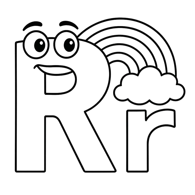 Radiant Rainbow Letter R Coloring Page coloring page