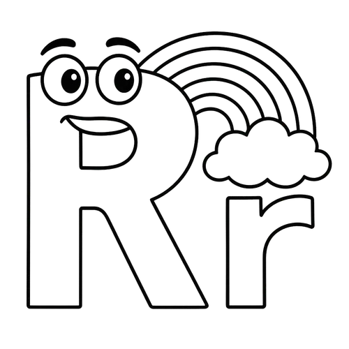 Radiant Rainbow Letter R Coloring Page coloring page