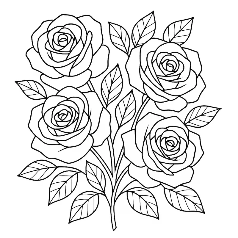 Radiant Rose Bouquet Coloring Page coloring page