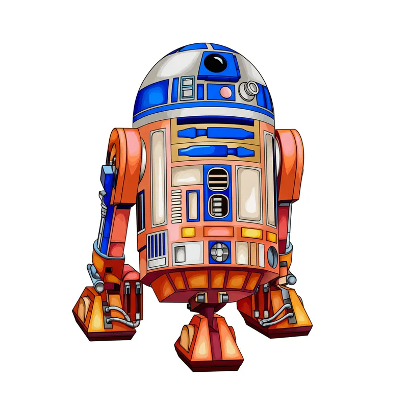 Iconic Astromech Droid R2-D2 Coloring Page colored reference
