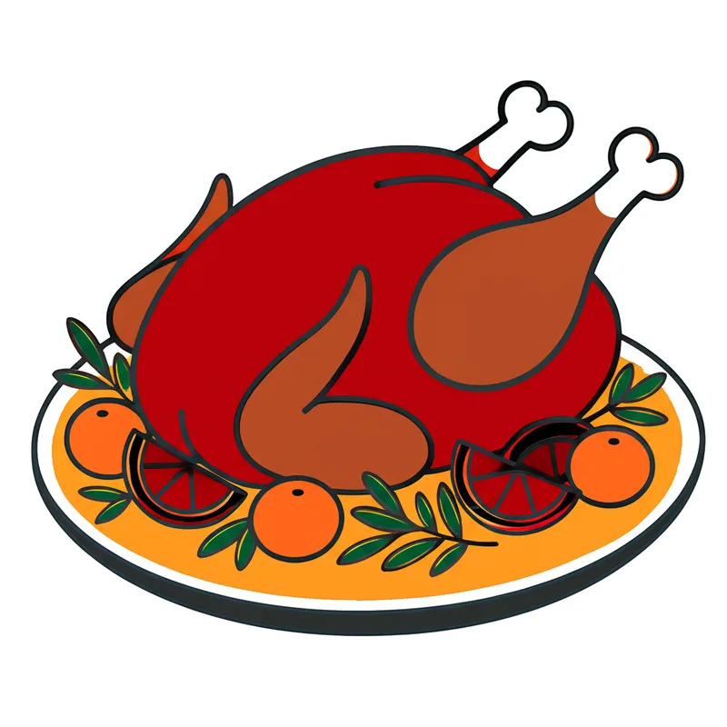 Roasted Turkey Platter Feast Coloring Page colored reference