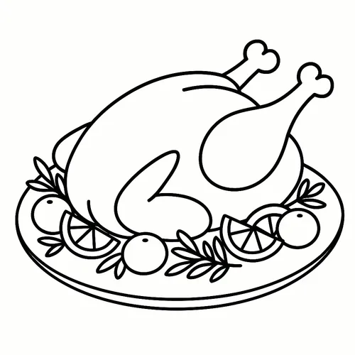 Roasted Turkey Platter Feast Coloring Page coloring page