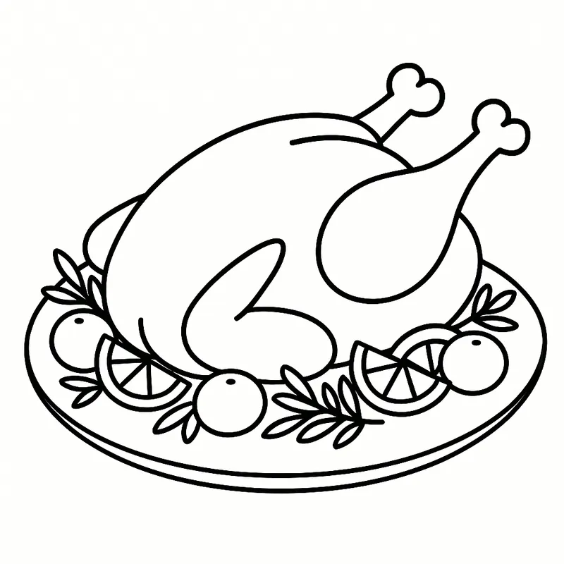 Roasted Turkey Platter Feast Coloring Page coloring page