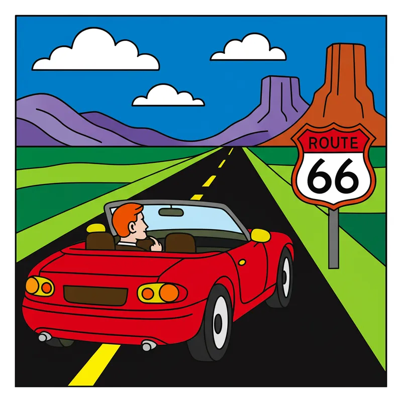 Route Sixty-Six Adventure Coloring Page colored reference