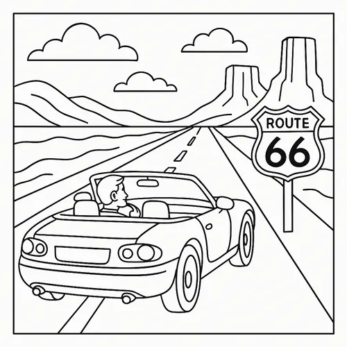 Route Sixty-Six Adventure Coloring Page coloring page