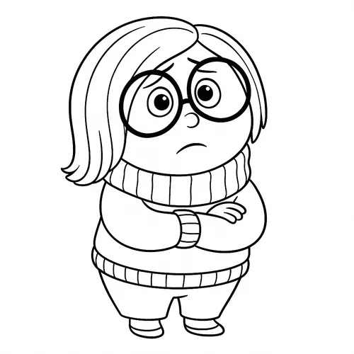 Inside Out Sadness Character Coloring Page coloring page