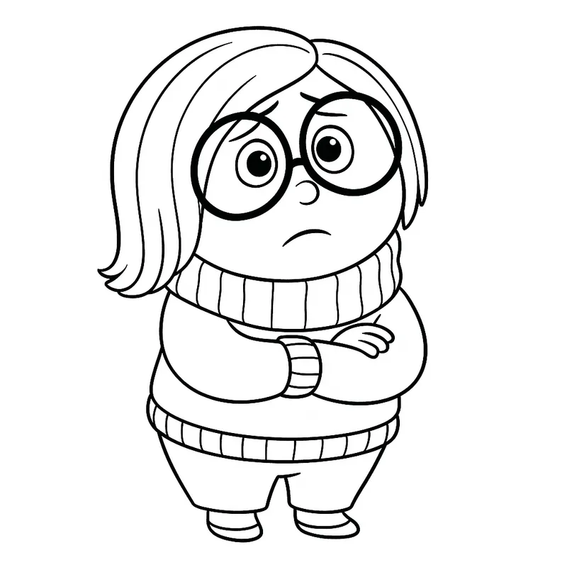 Inside Out Sadness Character Coloring Page coloring page