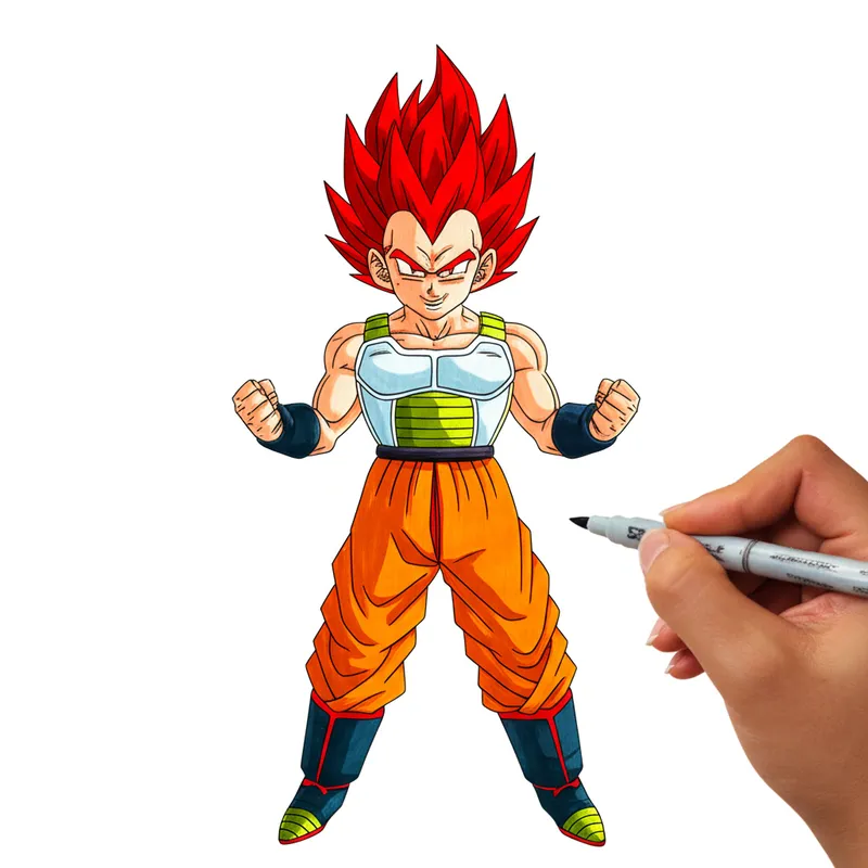 Saiyan Prince Power Up Coloring Page colored reference