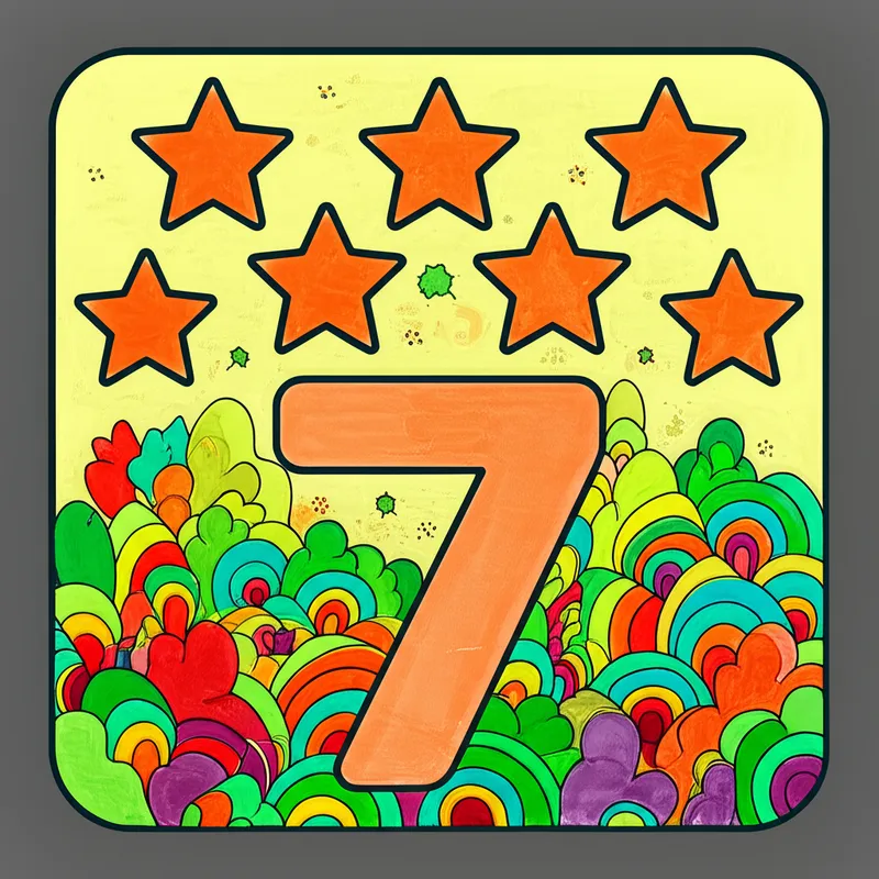 Seven Stars Number Fun Coloring Page colored reference