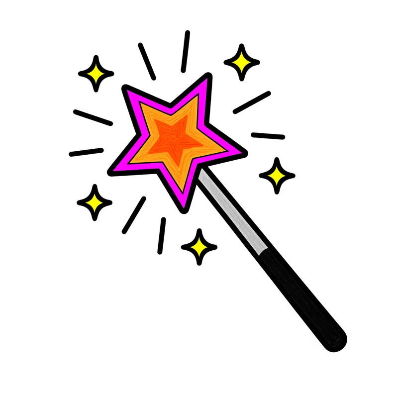 Sparkling Magic Wand Coloring Page colored reference
