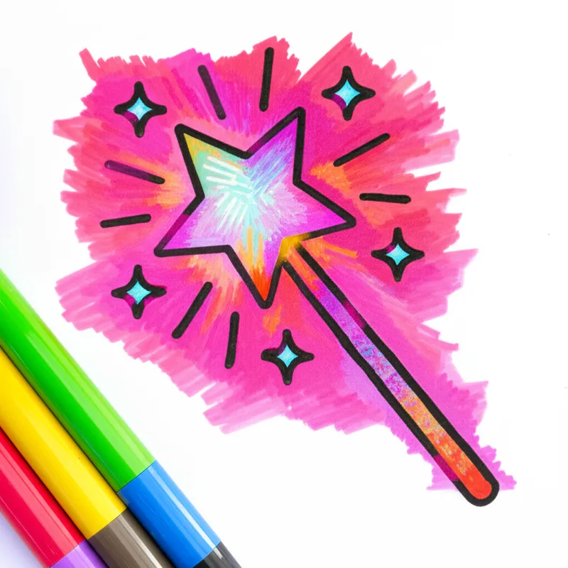 Magical Star Wand Coloring Page colored reference