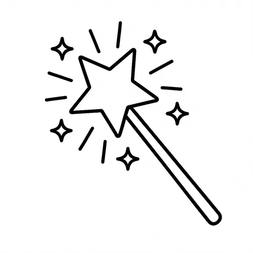 Magical Star Wand Coloring Page coloring page