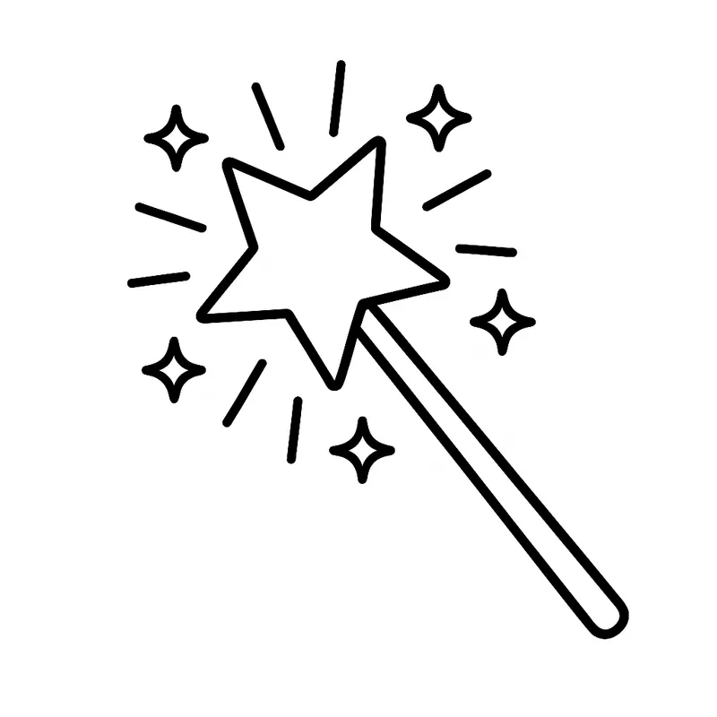 Magical Star Wand Coloring Page coloring page
