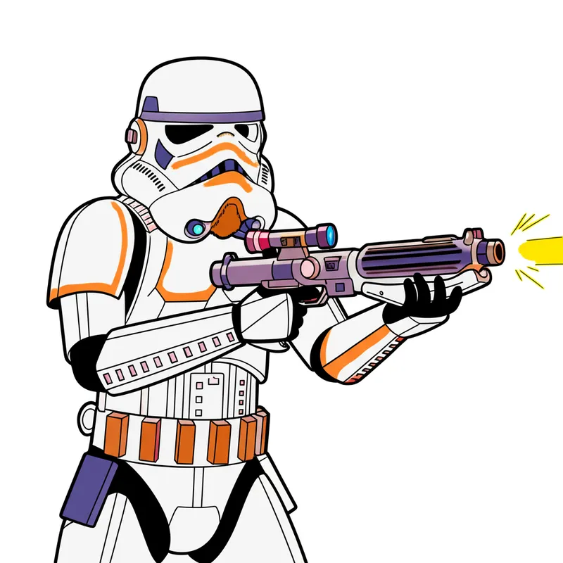 Stormtrooper Aiming Blaster Coloring Page colored reference