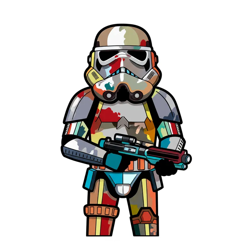 Classic Stormtrooper Ready for Action Coloring Page colored reference